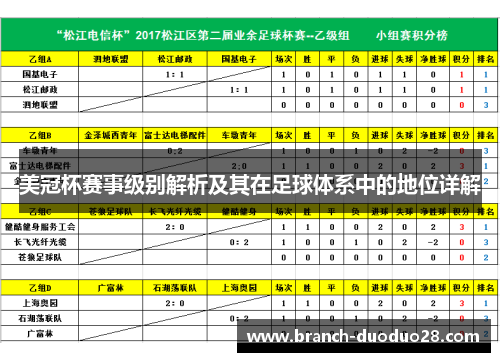 美冠杯赛事级别解析及其在足球体系中的地位详解